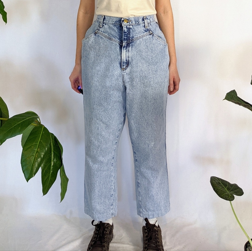 Vintage Acid Wash High Waisted Jeans 1990s Carlyle